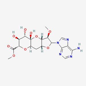 molecular formula C18H23N5O9 B1260465 甲基 (1S,3S,4R,7R,9R,11S,12S,13S)-5-(6-氨基嘌呤-9-基)-1,12,13-三羟基-4-甲氧基-2,6,10-三氧杂三环[7.4.0.03,7]十三烷-11-羧酸酯 