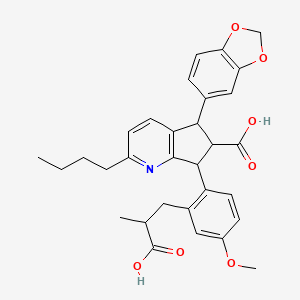 molecular formula C31H33NO7 B1260466 5-(1,3-benzodioxol-5-yl)-2-butyl-7-[2-(2-carboxypropyl)-4-methoxyphenyl]-6,7-dihydro-5H-cyclopenta[b]pyridine-6-carboxylic acid 