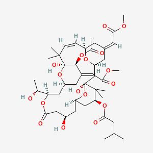 [(1S,3S,5Z,7R,8Z,11S,12S,13E,15S,17R,21R,23R,25S)-12-acetyloxy-1,11,21-trihydroxy-17-[(1R)-1-hydroxyethyl]-5,13-bis(2-methoxy-2-oxoethylidene)-10,10,26,26-tetramethyl-19-oxo-18,27,28,29-tetraoxatetracyclo[21.3.1.13,7.111,15]nonacos-8-en-25-yl] 3-methylbutanoate