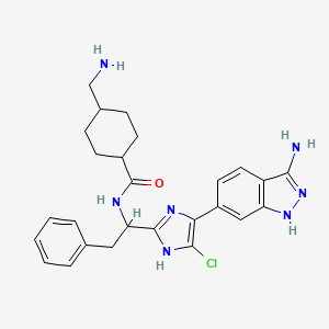 Cyclohexanecarboxamide, N-[(1S)-1-[4-(3-amino-1H-indazol-6-yl)-5-chloro-1H-imidazol-2-yl]-2-phenylethyl]-4-(aminomethyl)-, trans-