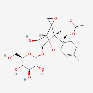 molecular formula C23H34O11 B1260566 [(1S,2R,9R,10R,11S)-10-hydroxy-1,5-dimethyl-11-[(2S,3R,4S,5S,6R)-3,4,5-trihydroxy-6-(hydroxymethyl)oxan-2-yl]oxyspiro[8-oxatricyclo[7.2.1.02,7]dodec-5-ene-12,2'-oxirane]-2-yl]methyl acetate 