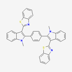 molecular formula C38H26N4S2 B12605770 2,2'-{1,4-Phenylenebis[(1-methyl-1H-indole-2,3-diyl)]}bis(1,3-benzothiazole) CAS No. 649728-50-7