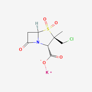 molecular formula C8H9ClKNO5S B1260587 potassium;(2S,3R,5R)-3-(chloromethyl)-3-methyl-4,4,7-trioxo-4lambda6-thia-1-azabicyclo[3.2.0]heptane-2-carboxylate 