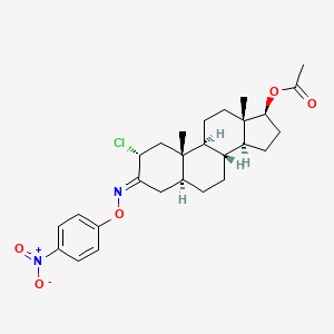 molecular formula C27H35ClN2O5 B1260618 [(2R,3E,5S,8R,9S,10S,13S,14S,17S)-2-chloro-10,13-dimethyl-3-(4-nitrophenoxy)imino-1,2,4,5,6,7,8,9,11,12,14,15,16,17-tetradecahydrocyclopenta[a]phenanthren-17-yl] acetate 