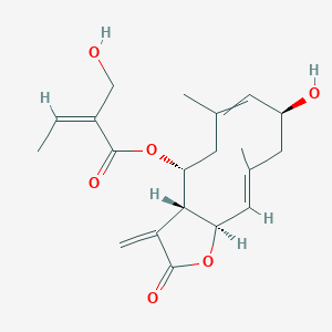 molecular formula C20H26O6 B1260635 [(3aR,4R,8S,10E,11aR)-8-hydroxy-6,10-dimethyl-3-methylidene-2-oxo-3a,4,5,8,9,11a-hexahydrocyclodeca[b]furan-4-yl] (Z)-2-(hydroxymethyl)but-2-enoate 