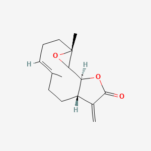 molecular formula C15H20O3 B1260640 (1S,4R,7E,11S)-4,8-dimethyl-12-methylidene-3,14-dioxatricyclo[9.3.0.02,4]tetradec-7-en-13-one 