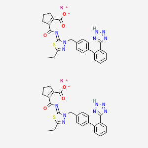 molecular formula C50H44K2N14O6S2 B1260645 Dipotassium 2-[[5-ethyl-3-[2'-(1H-tetrazol-5-yl)biphenyl-4-yl]methyl-1,3,4-thiadiazolin-2-ylidene]aminocarbonyl]-1-cyclopentenecarboxylate 