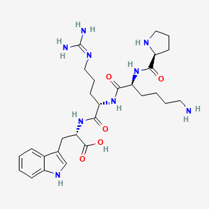 molecular formula C28H43N9O5 B12606625 L-Prolyl-L-lysyl-N~5~-(diaminomethylidene)-L-ornithyl-L-tryptophan CAS No. 879326-90-6