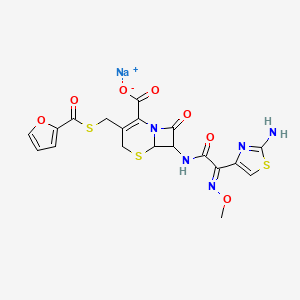 molecular formula C19H16N5NaO7S3 B1260665 sodium;7-[[(2E)-2-(2-amino-1,3-thiazol-4-yl)-2-methoxyiminoacetyl]amino]-3-(furan-2-carbonylsulfanylmethyl)-8-oxo-5-thia-1-azabicyclo[4.2.0]oct-2-ene-2-carboxylate 