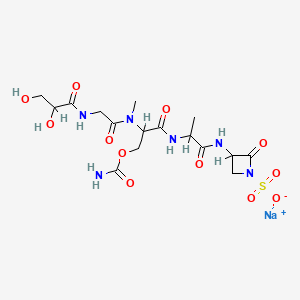 Sodium;3-[2-[[3-carbamoyloxy-2-[[2-(2,3-dihydroxypropanoylamino)acetyl]-methylamino]propanoyl]amino]propanoylamino]-2-oxoazetidine-1-sulfonate