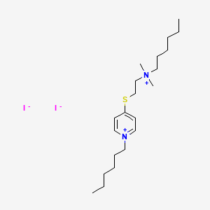 molecular formula C21H40I2N2S B12606804 1-Hexyl-4-({2-[hexyl(dimethyl)azaniumyl]ethyl}sulfanyl)pyridin-1-ium diiodide CAS No. 878547-58-1