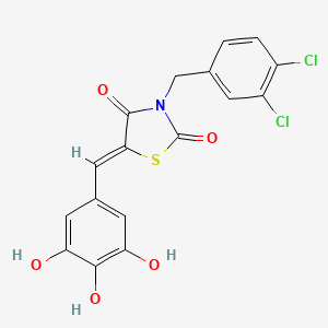 molecular formula C17H11Cl2NO5S B1260681 2,4-Thiazolidinedione, 3-((3,4-dichlorophenyl)methyl)-5-((3,4,5-trihydroxyphenyl)methylene)- CAS No. 848601-97-8