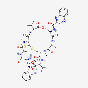 molecular formula C51H64N12O12S2 B1260687 N-[(7R,20R)-2,4,12,15,17,25-hexamethyl-27-methylsulfanyl-3,6,10,13,16,19,23,26-octaoxo-11,24-di(propan-2-yl)-20-(quinoxaline-2-carbonylamino)-9,22-dioxa-28-thia-2,5,12,15,18,25-hexazabicyclo[12.12.3]nonacosan-7-yl]quinoxaline-2-carboxamide 