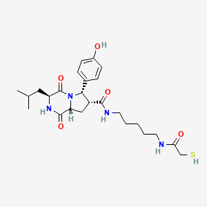 molecular formula C25H36N4O5S B1260697 (3S,6S,7R,8aR)-6-(4-hydroxyphenyl)-N-[5-[(2-mercapto-1-oxoethyl)amino]pentyl]-3-(2-methylpropyl)-1,4-dioxo-2,3,6,7,8,8a-hexahydropyrrolo[1,2-a]pyrazine-7-carboxamide 