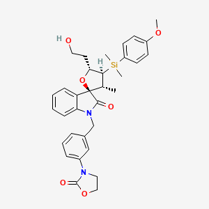 (3R,3'R,4'S,5'R)-5'-(2-hydroxyethyl)-4'-[(4-methoxyphenyl)-dimethylsilyl]-3'-methyl-1-[[3-(2-oxo-3-oxazolidinyl)phenyl]methyl]-2-spiro[indole-3,2'-oxolane]one