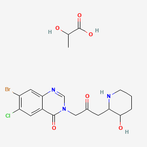molecular formula C19H23BrClN3O6 B1260726 7-Bromanyl-6-chloranyl-3-[2-oxidanylidene-3-(3-oxidanylpiperidin-2-yl)propyl]quinazolin-4-one; 2-oxidanylpropanoic acid 