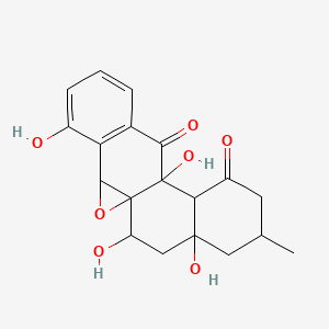 molecular formula C19H20O7 B1260749 5,11,17,19-Tetrahydroxy-15-methyl-2-oxapentacyclo[9.8.0.01,3.04,9.012,17]nonadeca-4(9),5,7-triene-10,13-dione 