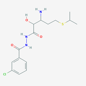 molecular formula C15H22ClN3O3S B1260751 N'-(3-amino-2-hydroxy-5-propan-2-ylsulfanylpentanoyl)-3-chlorobenzohydrazide 