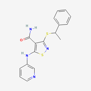 3-[(1-Phenylethyl)sulfanyl]-5-[(pyridin-3-yl)amino]-1,2-thiazole-4-carboxamide