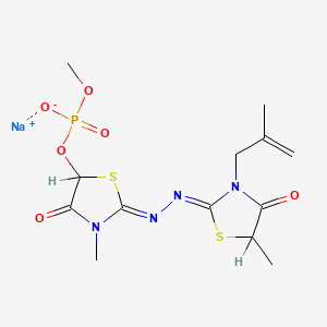 molecular formula C13H18N4NaO6PS2 B1260767 Mono(3-methyl-2-((5-methyl-3-(2-methyl-2-allyl)-4-oxo-2-thiazolidinylidene)hydrazono)-4-oxo-5-thiazolidinyl) monomethyl phosphate CAS No. 87958-64-3