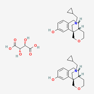 molecular formula C42H56N2O10 B1260769 (1S,9R,10R)-17-(cyclopropylmethyl)-13-oxa-17-azatetracyclo[7.5.3.01,10.02,7]heptadeca-2(7),3,5-trien-4-ol;(2S,3S)-2,3-dihydroxybutanedioic acid 