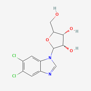 molecular formula C12H12Cl2N2O4 B1260777 (3S,4R)-2-(5,6-dichloro-1-benzimidazolyl)-5-(hydroxymethyl)oxolane-3,4-diol 