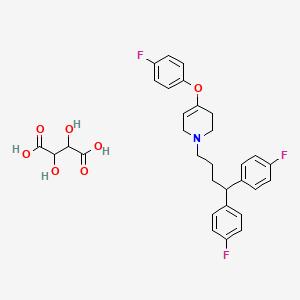 molecular formula C31H32F3NO7 B1260779 1-[4,4-bis(4-fluorophenyl)butyl]-4-(4-fluorophenoxy)-3,6-dihydro-2H-pyridine;2,3-dihydroxybutanedioic acid 