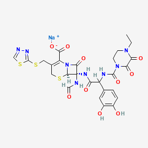sodium;(6R,7S)-7-[[2-(3,4-dihydroxyphenyl)-2-[(4-ethyl-2,3-dioxopiperazine-1-carbonyl)amino]acetyl]amino]-7-formamido-8-oxo-3-(1,3,4-thiadiazol-2-ylsulfanylmethyl)-5-thia-1-azabicyclo[4.2.0]oct-2-ene-2-carboxylate