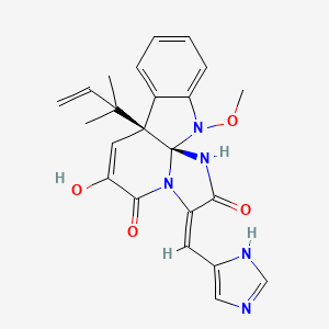 molecular formula C23H23N5O4 B1260797 (3E,7aS,12aR)-6-hydroxy-3-(1H-imidazol-4-ylmethylidene)-12-methoxy-7a-(2-methylbut-3-en-2-yl)-7a,12-dihydro-1H,5H-imidazo[1',2':1,2]pyrido[2,3-b]indole-2,5(3H)-dione 