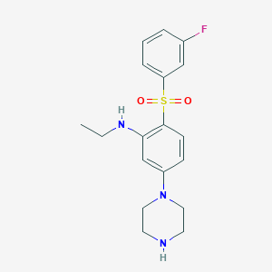 N-Ethyl-2-(3-fluorobenzene-1-sulfonyl)-5-(piperazin-1-yl)aniline