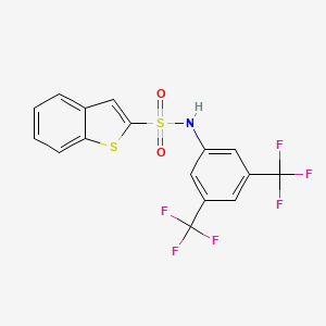 molecular formula C16H9F6NO2S2 B12608491 N-[3,5-Bis(trifluoromethyl)phenyl]-1-benzothiophene-2-sulfonamide CAS No. 646040-63-3