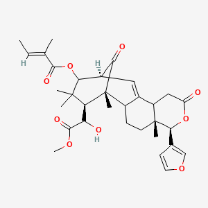 molecular formula C32H40O9 B1260874 [(1R,5R,6R,13S,16S)-6-(furan-3-yl)-16-(1-hydroxy-2-methoxy-2-oxoethyl)-1,5,15,15-tetramethyl-8,17-dioxo-7-oxatetracyclo[11.3.1.02,11.05,10]heptadec-11-en-14-yl] (E)-2-methylbut-2-enoate 