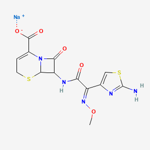 molecular formula C13H12N5NaO5S2 B1260898 钠；7-[[(2E)-2-(2-氨基-1,3-噻唑-4-基)-2-甲氧基亚氨基乙酰]氨基]-8-氧代-5-噻-1-氮杂双环[4.2.0]辛-2-烯-2-羧酸盐 