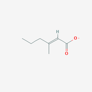 molecular formula C7H11O2- B1260928 (2E)-3-methylhex-2-enoate 
