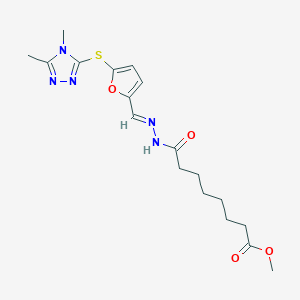 molecular formula C18H25N5O4S B1260965 methyl 8-[(2E)-2-[[5-[(4,5-dimethyl-1,2,4-triazol-3-yl)sulfanyl]furan-2-yl]methylidene]hydrazinyl]-8-oxooctanoate 