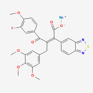 molecular formula C27H22FN2NaO7S B1260967 sodium;(Z)-2-(2,1,3-benzothiadiazol-5-yl)-4-(3-fluoro-4-methoxyphenyl)-4-oxo-3-[(3,4,5-trimethoxyphenyl)methyl]but-2-enoate 