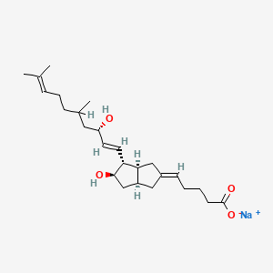 Sodium;(5E)-5-[(3aS,4R,5R,6aS)-5-hydroxy-4-[(1E,3S)-3-hydroxy-5,9-dimethyldeca-1,8-dienyl]-3,3a,4,5,6,6a-hexahydro-1H-pentalen-2-ylidene]pentanoate