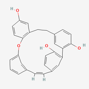 molecular formula C28H22O4 B1260974 (7E)-14-氧代五环[21.3.1.12,6.19,13.015,20]二十九烷-1(26),2,4,6(29),7,9(28),10,12,15(20),16,18,23(27),24-十三烯-3,18,26-三醇 