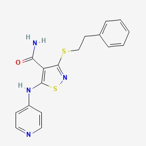 molecular formula C17H16N4OS2 B12610287 3-[(2-Phenylethyl)sulfanyl]-5-[(pyridin-4-yl)amino]-1,2-thiazole-4-carboxamide CAS No. 651305-52-1