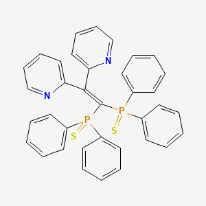 molecular formula C36H28N2P2S2 B12610381 2,2'-[2,2-Bis(diphenylphosphorothioyl)ethene-1,1-diyl]dipyridine CAS No. 918660-09-0