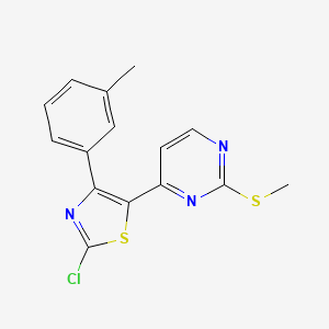 molecular formula C15H12ClN3S2 B12610476 4-[2-Chloro-4-(3-methylphenyl)-1,3-thiazol-5-yl]-2-(methylsulfanyl)pyrimidine CAS No. 917808-28-7