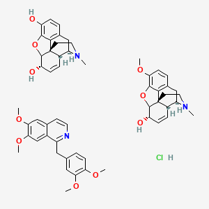 molecular formula C55H62ClN3O10 B1261060 (4R,4aR,7S,12bS)-9-甲氧基-3-甲基-2,4,4a,7,7a,13-六氢-1H-4,12-甲苯并呋喃[3,2-e]异喹啉-7-醇；(4R,4aR,7S,12bS)-3-甲基-2,4,4a,7,7a,13-六氢-1H-4,12-甲苯并呋喃[3,2-e]异喹啉-7,9-二醇；1-[(3,4-二甲氧基苯基)甲基]-6,7-二甲氧基异喹啉；盐酸盐 