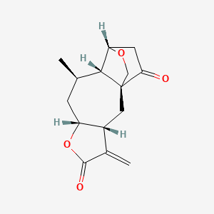 molecular formula C15H18O4 B1261066 (1R,3R,7R,9R,10S,11S)-9-methyl-4-methylidene-6,12-dioxatetracyclo[9.2.2.01,10.03,7]pentadecane-5,14-dione 