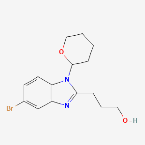 molecular formula C15H19BrN2O2 B12610783 3-[5-Bromo-1-(oxan-2-yl)-1H-benzimidazol-2-yl]propan-1-ol CAS No. 649721-71-1