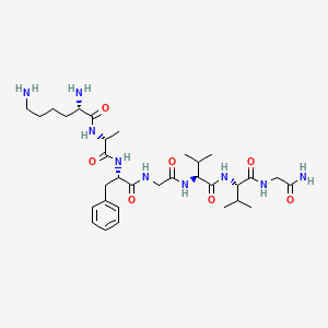 molecular formula C32H53N9O7 B12610805 L-Lysyl-D-alanyl-L-phenylalanylglycyl-L-valyl-L-valylglycinamide CAS No. 649727-62-8