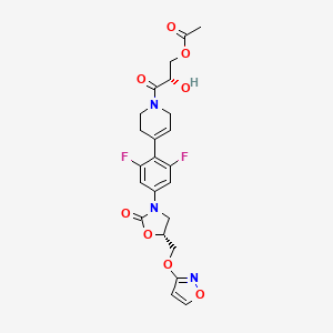 molecular formula C23H23F2N3O8 B12610938 (2S)-3-[4-{2,6-Difluoro-4-[(5R)-5-{[(1,2-oxazol-3-yl)oxy]methyl}-2-oxo-1,3-oxazolidin-3-yl]phenyl}-3,6-dihydropyridin-1(2H)-yl]-2-hydroxy-3-oxopropyl acetate CAS No. 892780-41-5