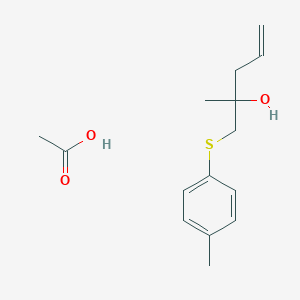 molecular formula C15H22O3S B12610959 Acetic acid;2-methyl-1-(4-methylphenyl)sulfanylpent-4-en-2-ol CAS No. 880095-25-0