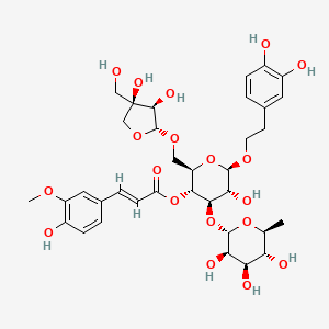 molecular formula C35H46O19 B1261099 [(2R,3R,4R,5R,6R)-2-[[(2R,3R,4R)-3,4-dihydroxy-4-(hydroxymethyl)oxolan-2-yl]oxymethyl]-6-[2-(3,4-dihydroxyphenyl)ethoxy]-5-hydroxy-4-[(2S,3R,4R,5R,6S)-3,4,5-trihydroxy-6-methyloxan-2-yl]oxyoxan-3-yl] (E)-3-(4-hydroxy-3-methoxyphenyl)prop-2-enoate 