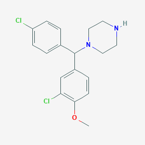 molecular formula C18H20Cl2N2O B12611000 1-[(3-Chloro-4-methoxyphenyl)(4-chlorophenyl)methyl]piperazine CAS No. 918161-23-6