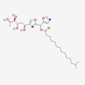molecular formula C28H46N2O8 B1261104 [1,3-恶唑-5-基-[4-[(1R,3S,4R,5S)-1,3,4,5-四羟基己基]-1,3-恶唑-2-基]甲基] 13-甲基十四酸酯 